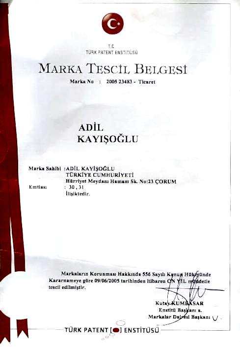Marka Tescil Belgesi Marka Tescil Belgesi